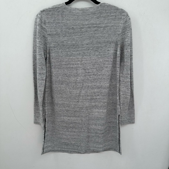 PURE JILL Linen blend V neck woman quiet luxury soft classic grey tunic.  SMALL - Picture 4 of 14